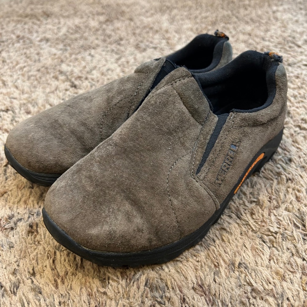 Merrell Jungle Moc Gunsmoke Suede Slip On Shoes Kids Size 3 Brown J95635 READ